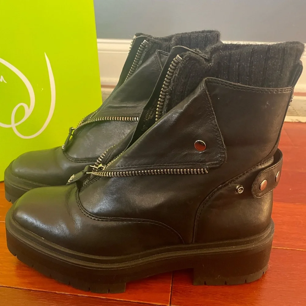 Sam Edelman Black Zip Up Boots Like New with box Size 9M - Picture 2 of 11